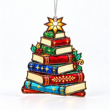 Festive Book Tree Acrylic Ornament