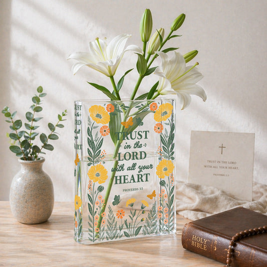 Proverbs 3:5 Christian Book Vase - I