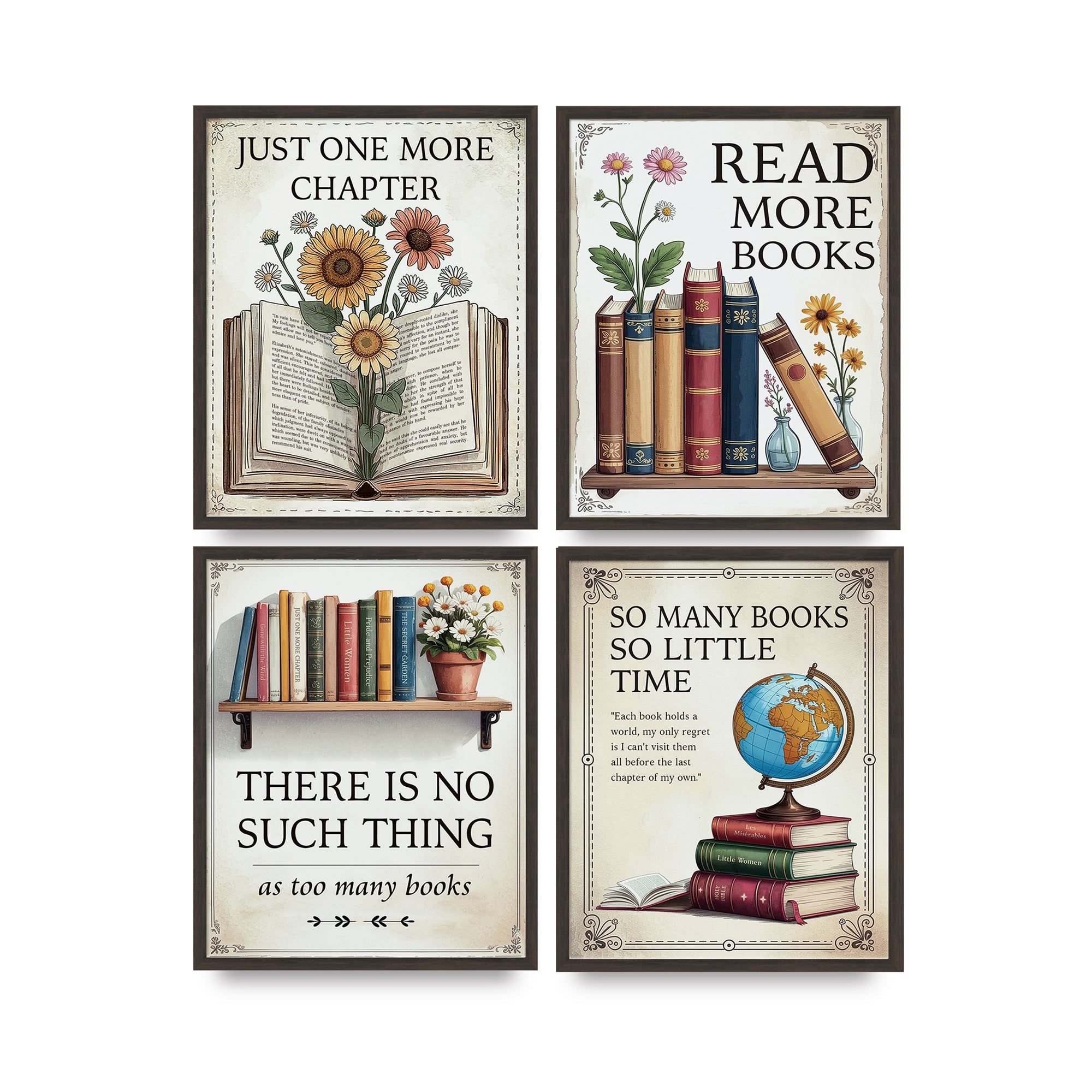 Book Poster I - Set of 4 - 8x10 Unframed