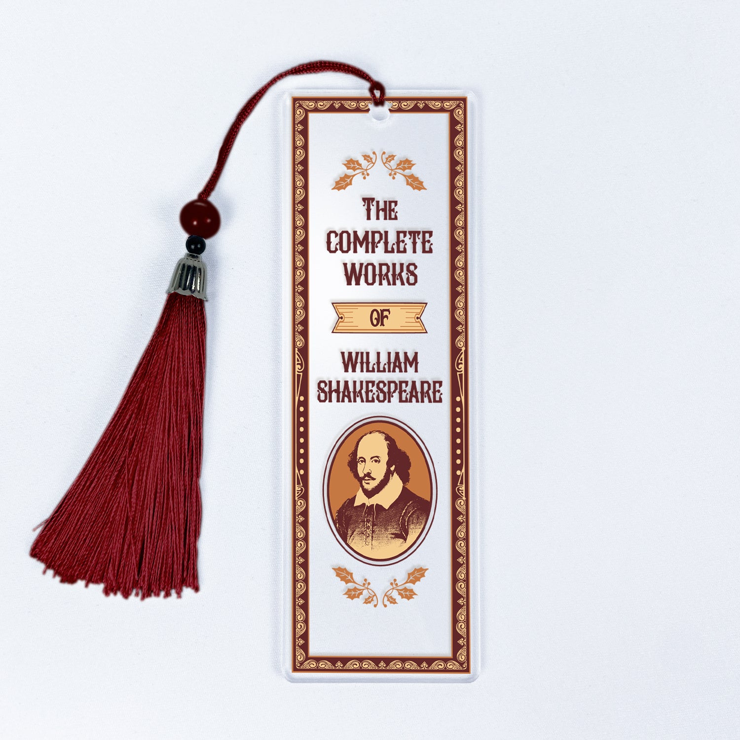 Shakespeare bookmark with tassel, vintage design, The Complete Works of William Shakespeare