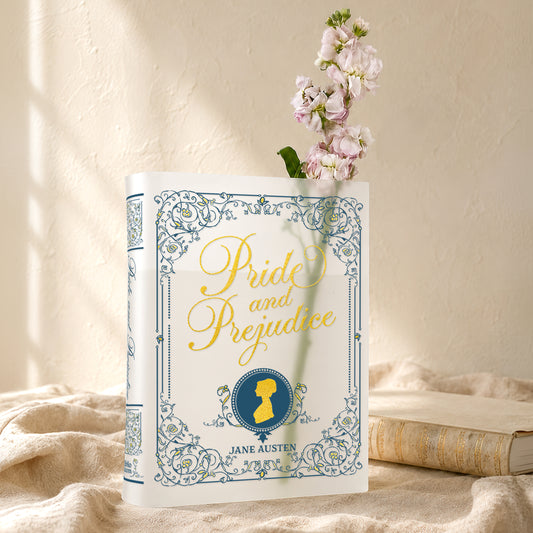Pride and Prejudice Frosted White Acrylic Book Vase | Pre-Order