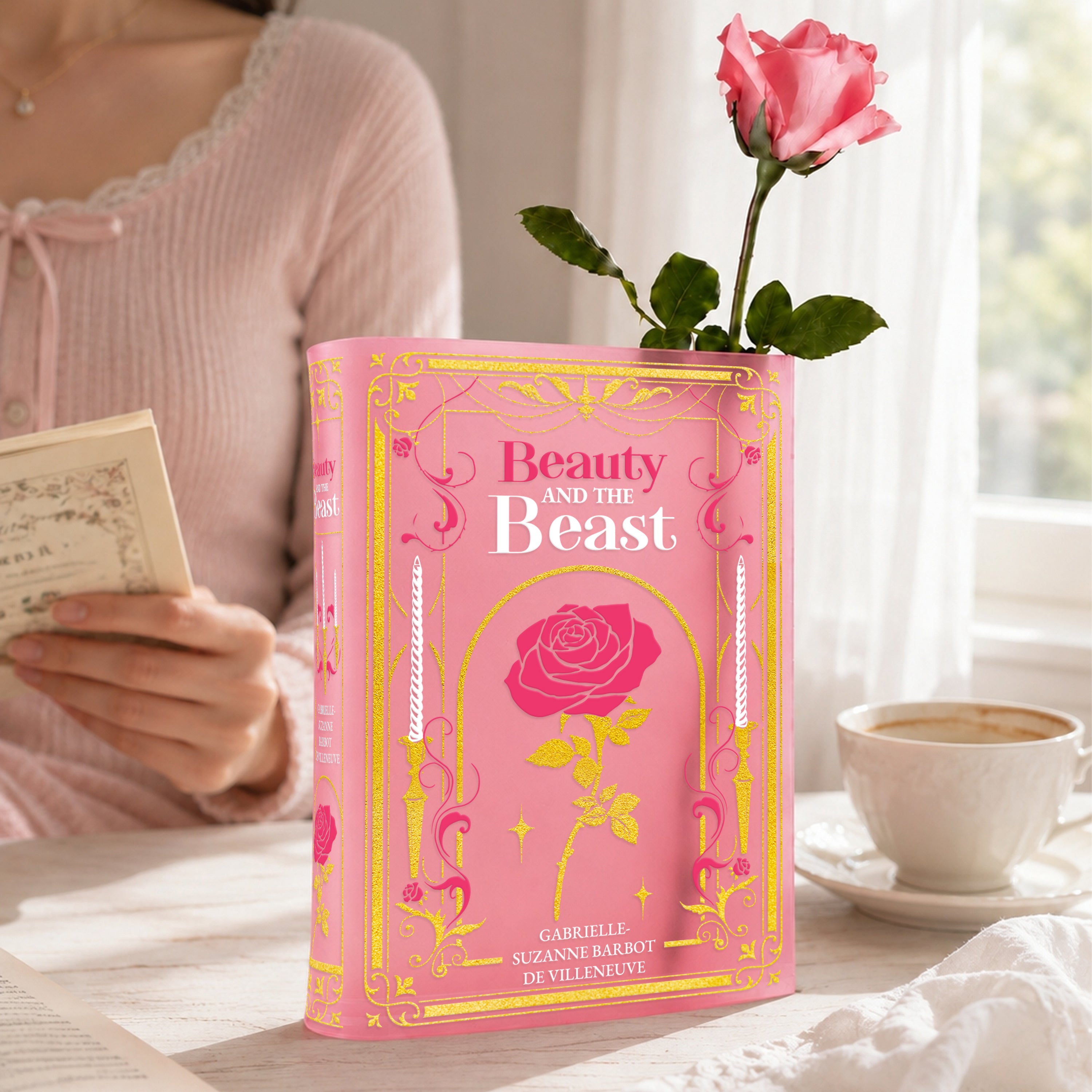 Beauty and The Beast Blush Pink Acrylic Book Vase | Pre-Order