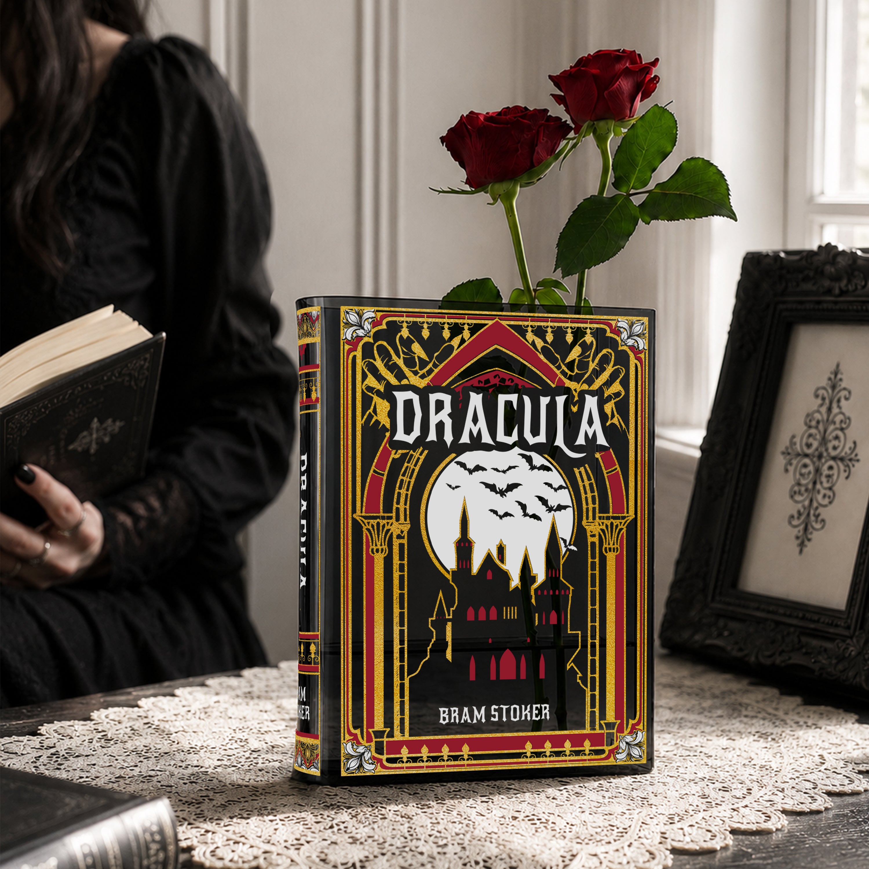 Dracula Smoke Black Acrylic Book Vase | Pre-Order