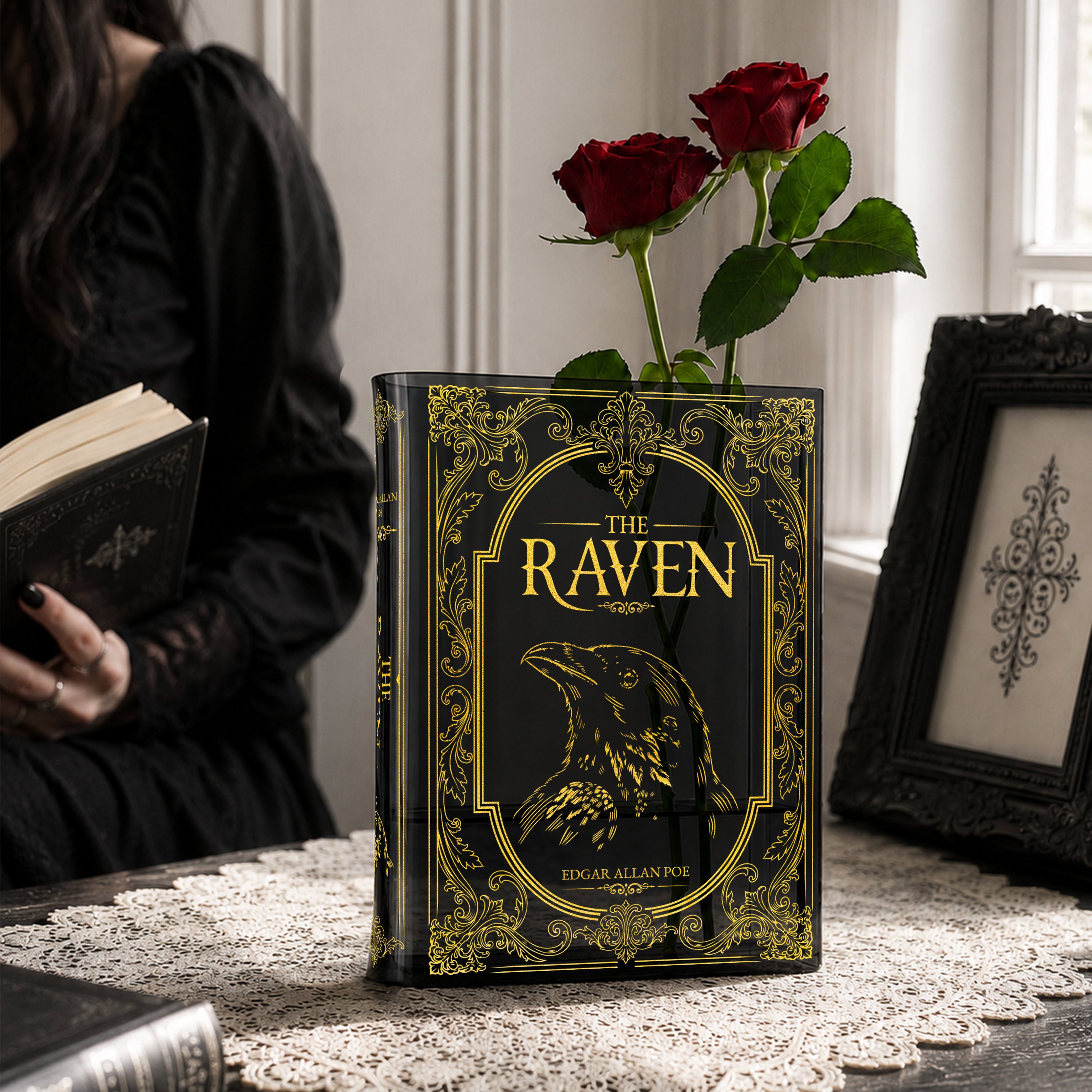 The Raven Smoke Black Acrylic Book Vase | Pre-Order