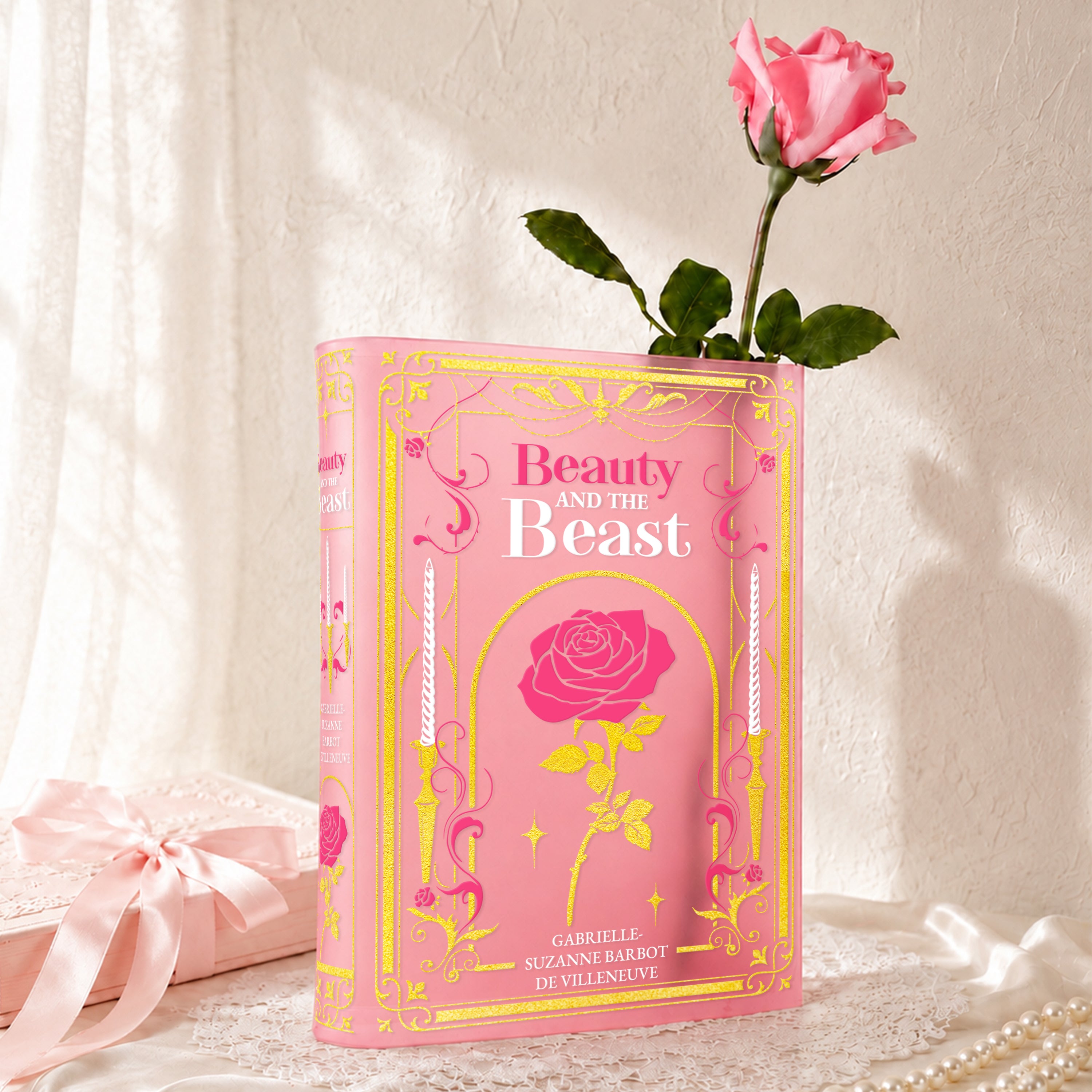 Beauty and The Beast Blush Pink Acrylic Book Vase | Pre-Order