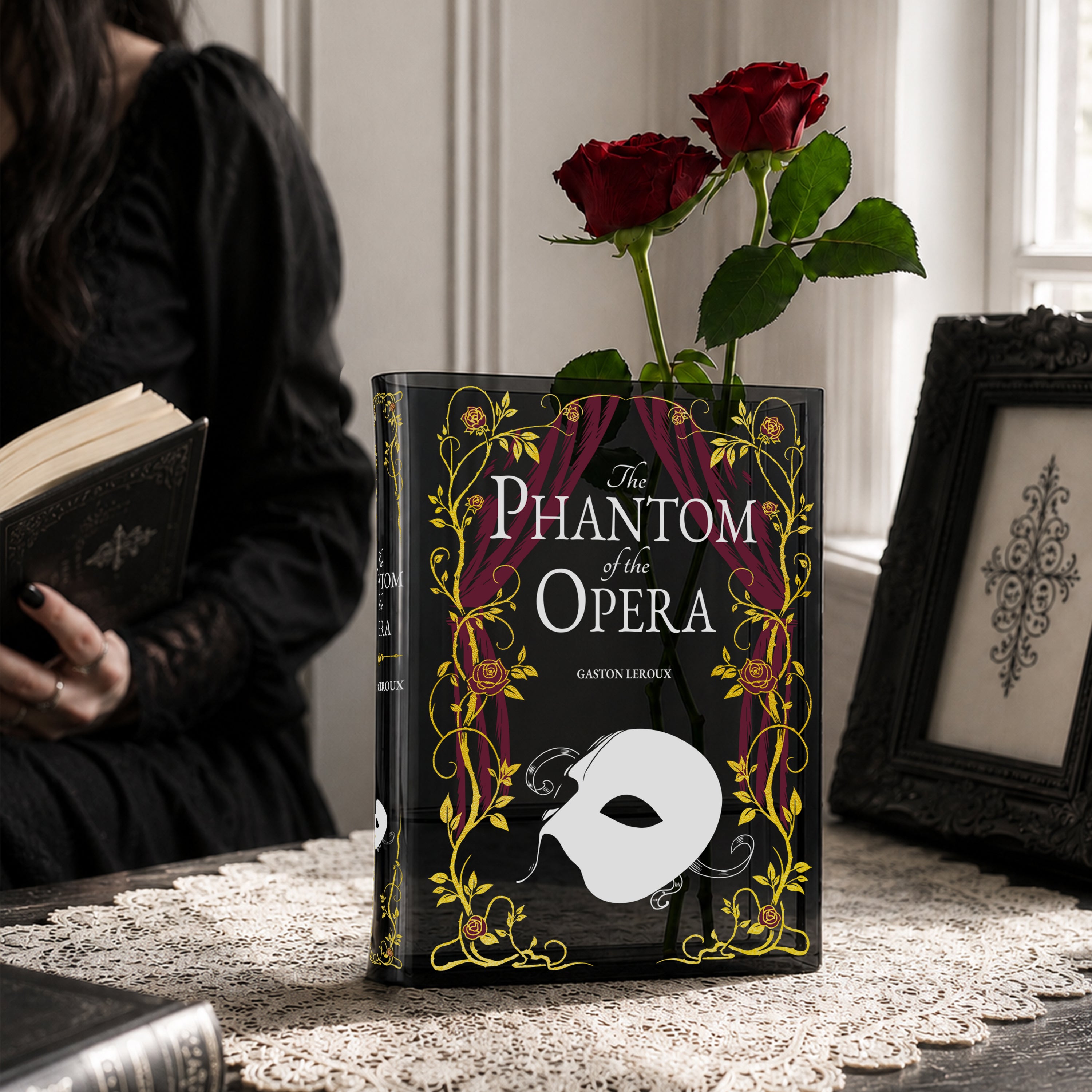 The Phantom of the Opera Smoke Black Acrylic Book Vase | Pre-Order