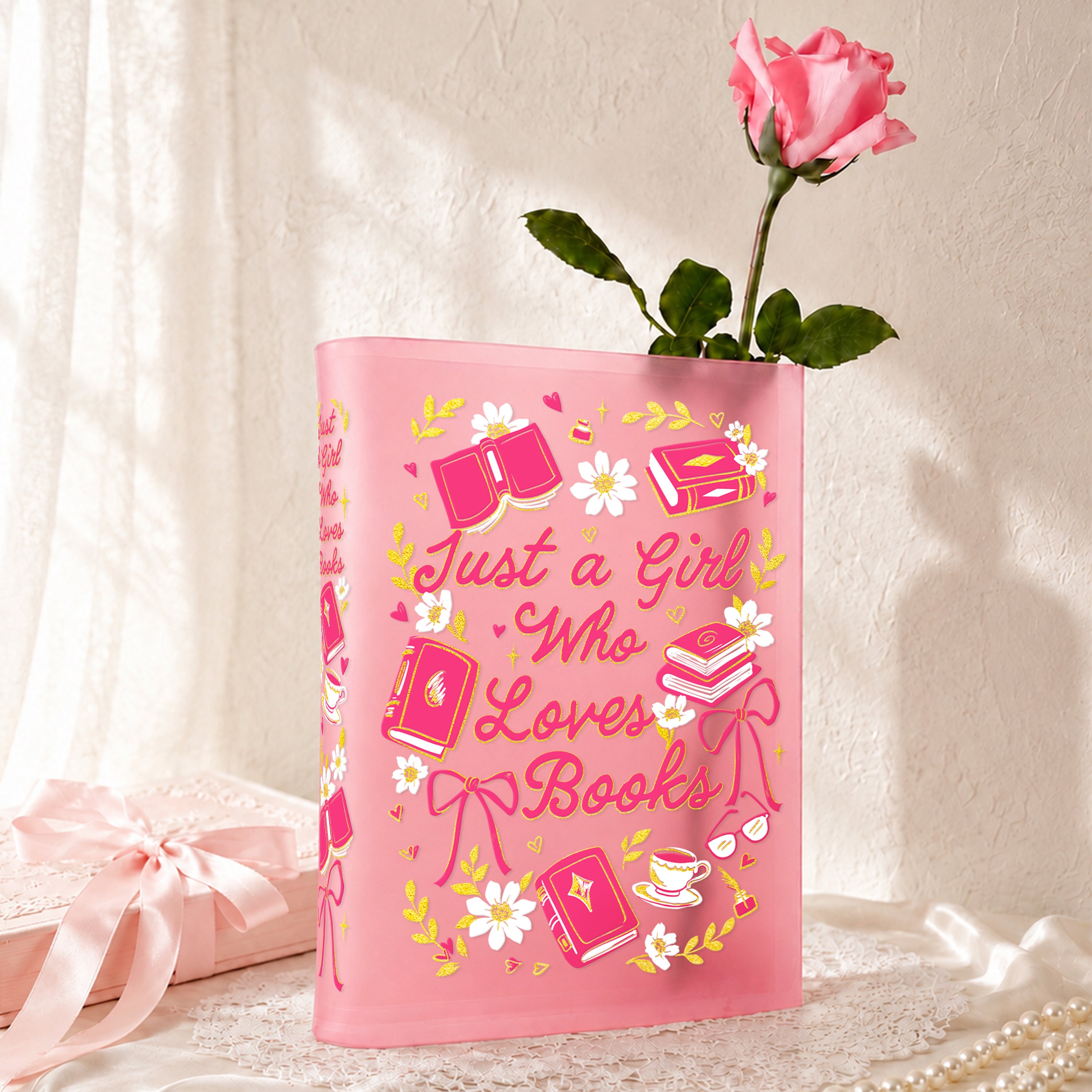 Just A Girl Who Love Books Blush Pink Acrylic Book Vase | Pre-Order
