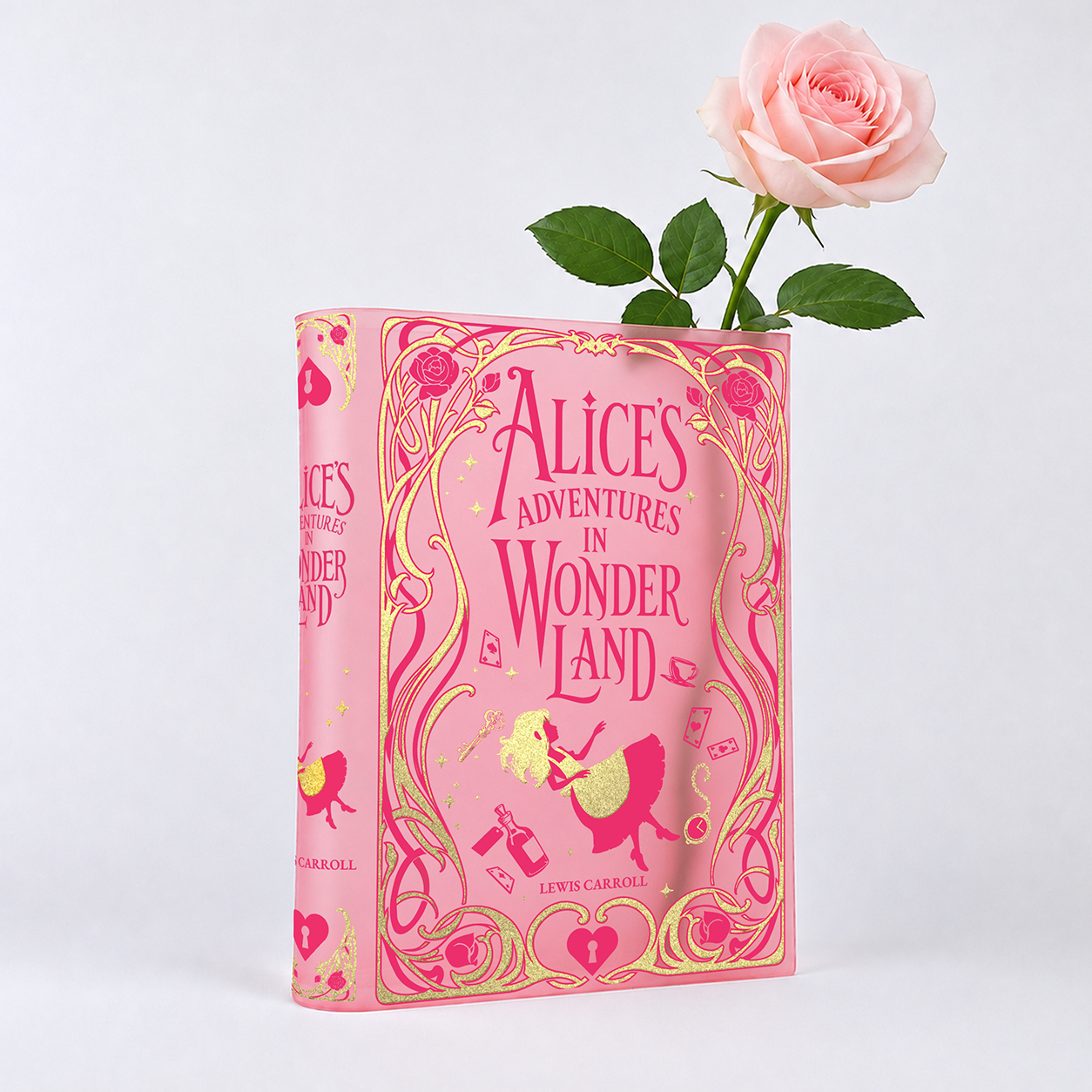 Alice's Adventure In Wonderland Blush Pink Acrylic Book Vase | Pre-Order