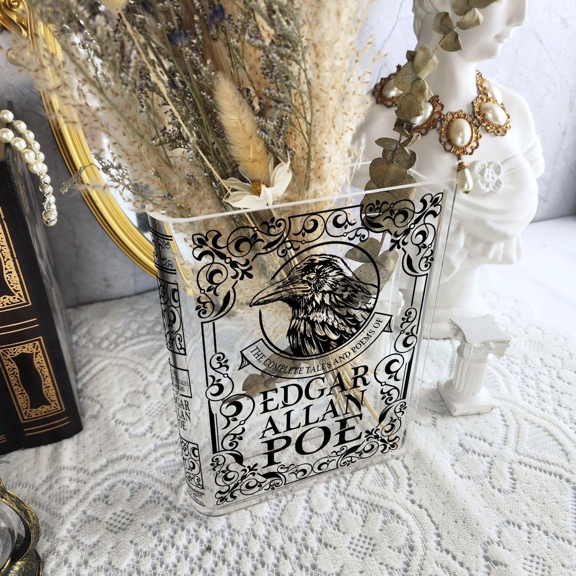 The Complete Tales and Poems of Edgar Allan Poe Acrylic Book Vase - Biblio Bloom