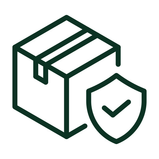 Shipping protection icon with package box and security shield with checkmark